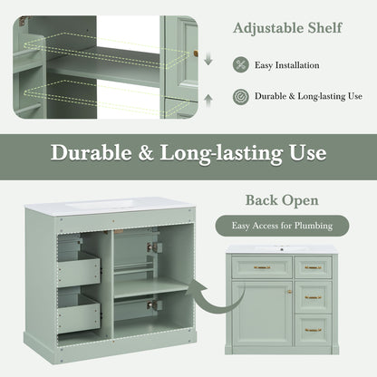 Modern Bathroom Vanity With Sink, 4 Drawers, Soft-Close Door, Adjustable Shelf