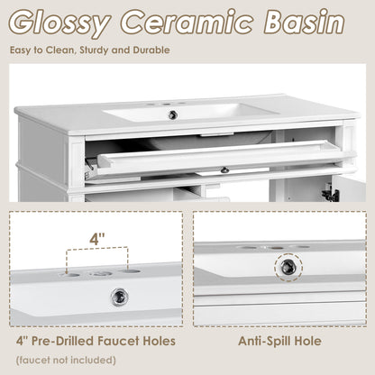 Bathroom Vanity With Top Sink, 2 Drawers And Tip Out Drawer