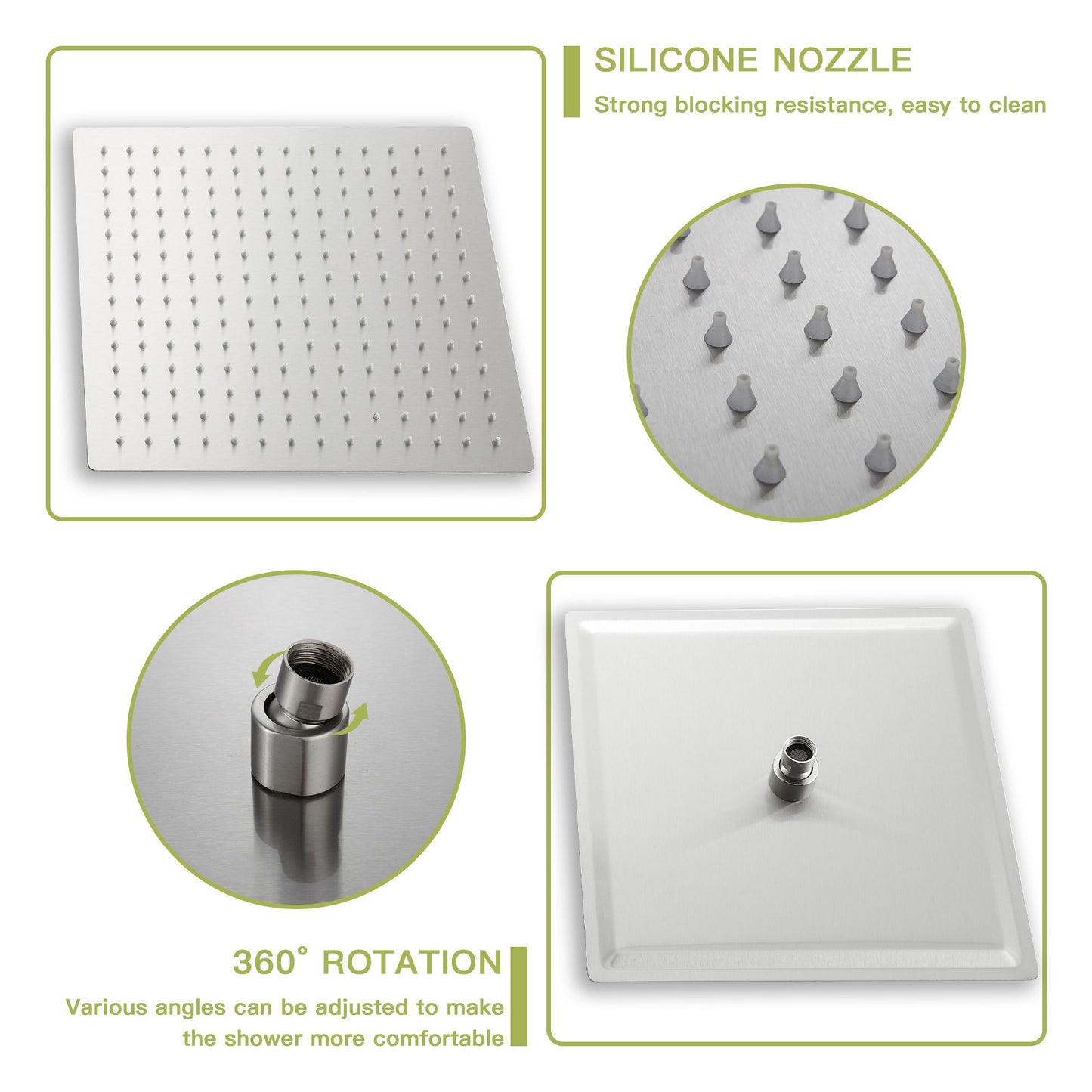 Square Shower System With Waterfall Tub Spout And Rough In Valve, Wall Mounted