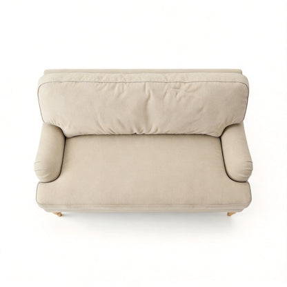 Loveseat Sofa, Upholstered Small Couch For Living Room - Cream Beige