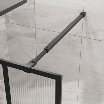 Shower Door With Center Mirror And Fluted Panels