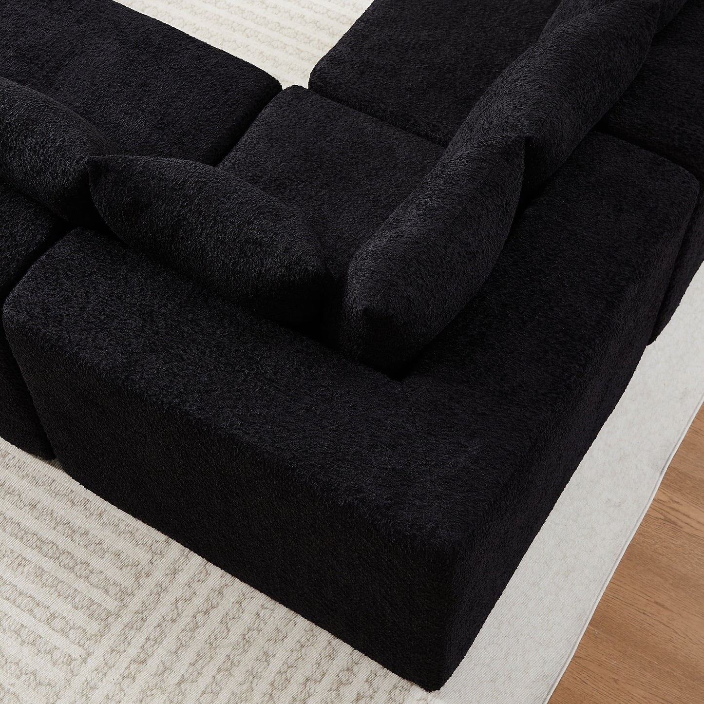 L - Shaped Modular Sofa With Deep Seat And 11 Pillows