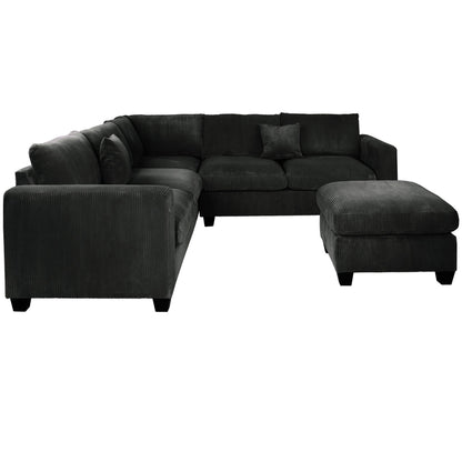 Modern Style L-Shaped Sectional Set With Ottoman