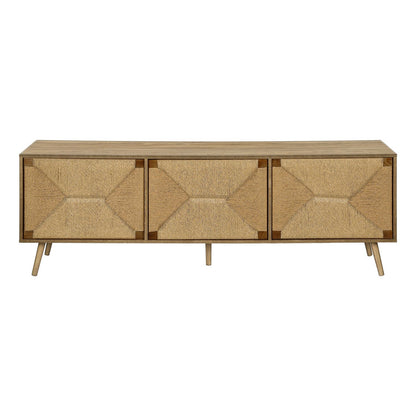 TV Stand, Storage Cabinet Console With Adjustable Shelf And Cable Management - Walnut