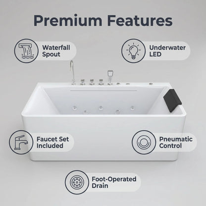 Xavier - Single Massage Bathtub, Equipped With Gfci Plug And Ul Certified Water Pump, Upc Certified Drain - Milk White