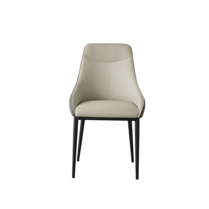Modern Dining Chair Set Upholstered Seats Steel Metal Legs 2 Tone Contemporary Kitchen Living Room Furniture (Set of 2) - Black / Gray