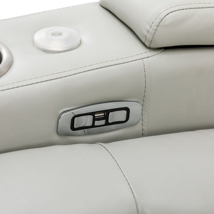 270° Power Swivel Recliner Home Theater Chair With Hidden Arm Storage, LED Light, Cup Holder, And Tray Table
