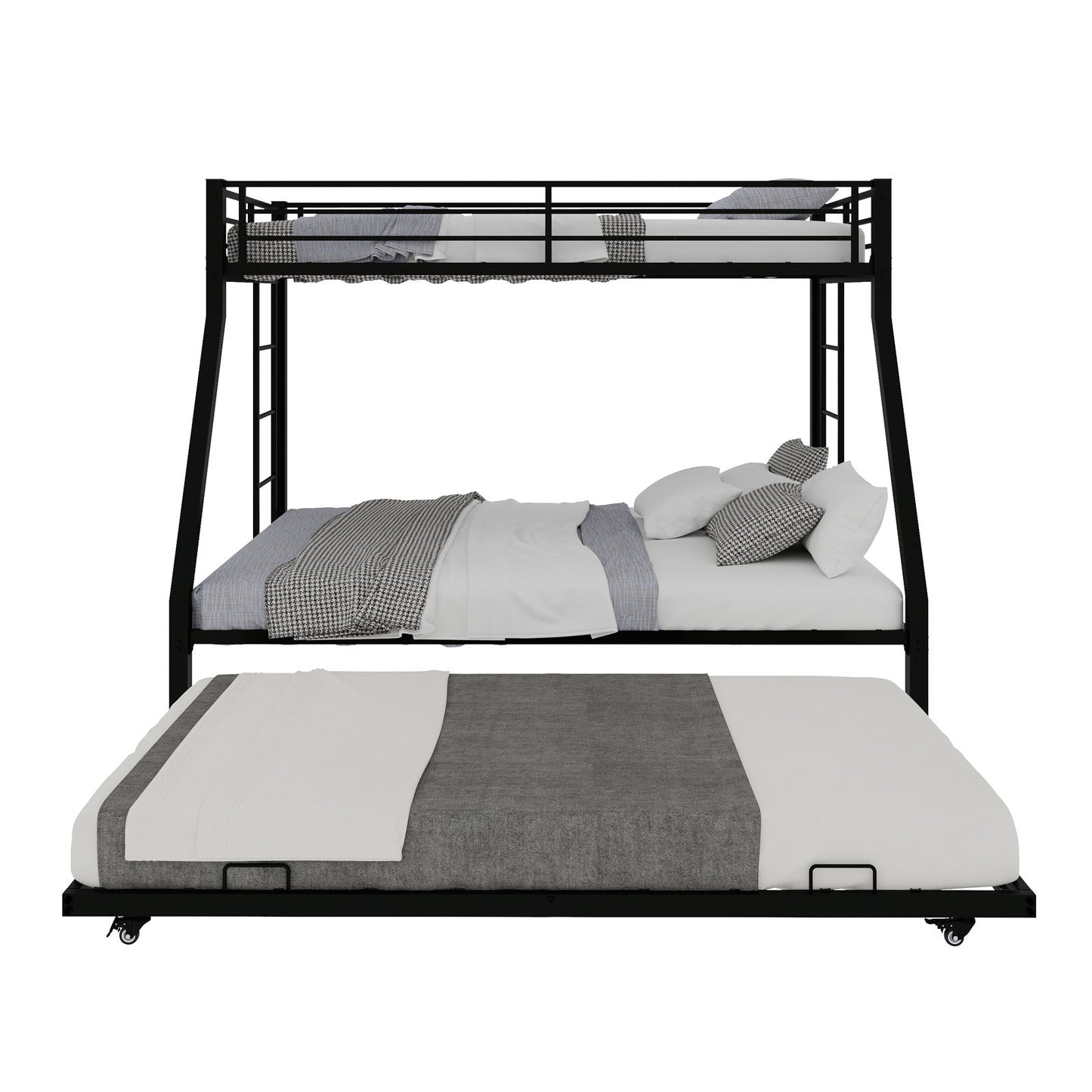 Bunk Bed For Kids, Convertible Frame With Ladders & Guardrail