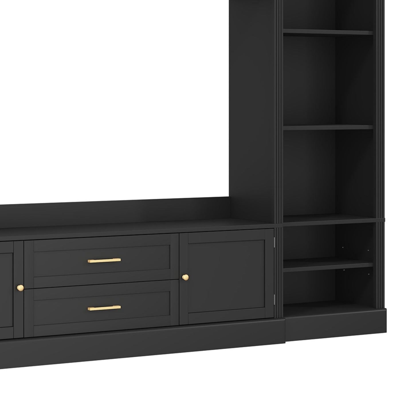 Elegant Entertainment Center Wall Unit With Bookshelves