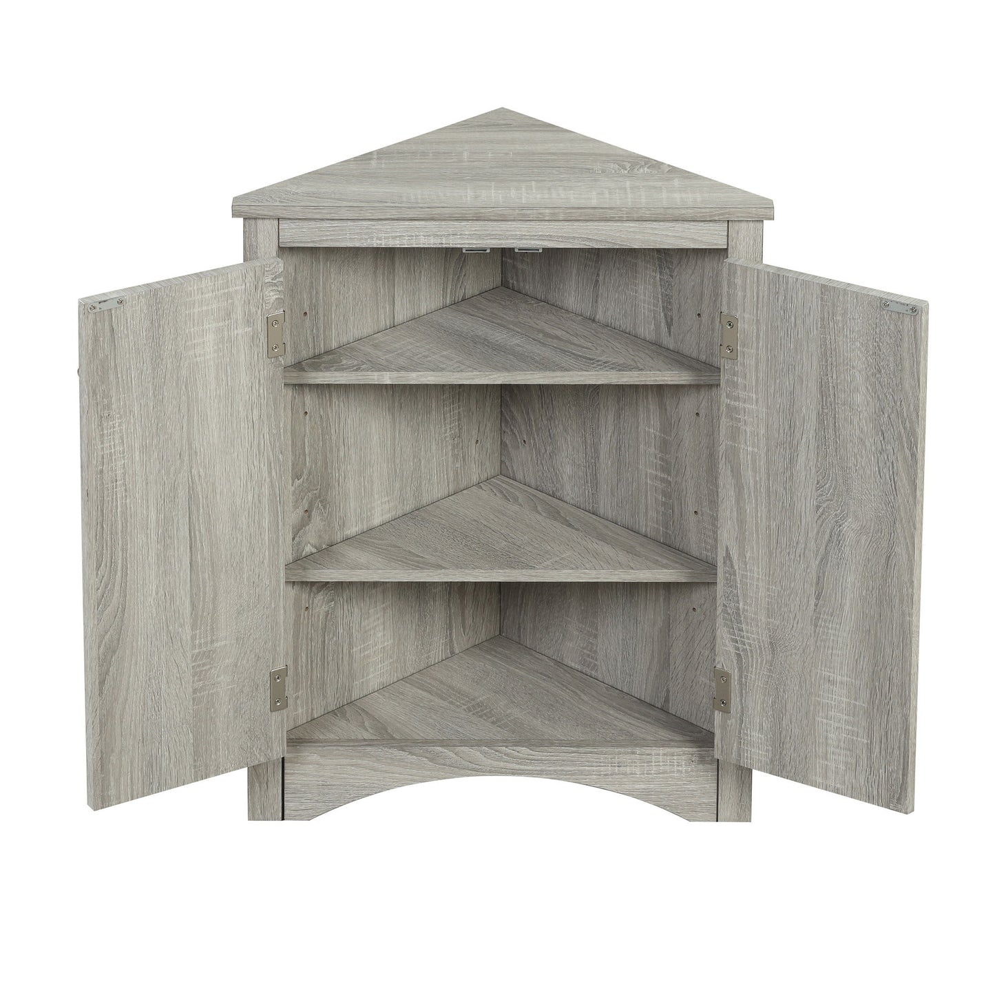 Triangle Bathroom Storage Cabinet With Adjustable Shelves, Freestanding Floor Cabinet - Oak