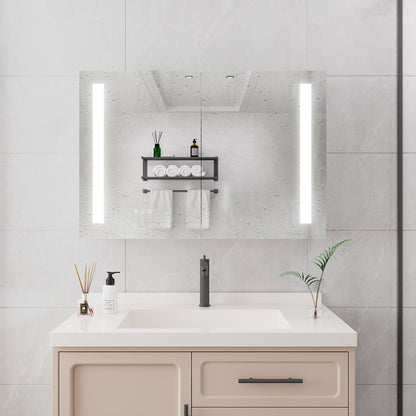 LED Medicine Cabinet With Mirror, Double Door With Defogger, Dimmer, Surface Mount