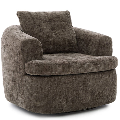 Modern Swivel Barrel Chair With Dual-Layer Cushion
