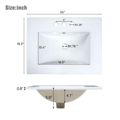 Bathroom Vanity With Integrated Undermount Ceramic Sink, 2 Doors And 1 Drawer, Soft Close Hinges