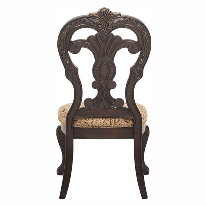 Elegant Style Beautiful Side Chairs 2 Piece Set Cherry With Tipping Fabric Upholstered Traditional Dining Furniture - Cherry