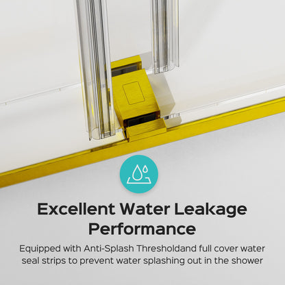 Frameless Double Sliding Shower Door In, Thick Tempered Glass, Reversible Installation