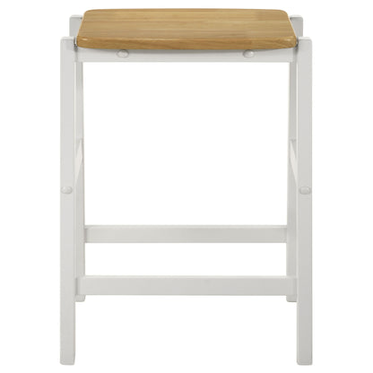 Prager - 3 Piece Kitchen Island Counter Table Set With Overhead Rack And Backless Stools - White