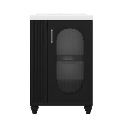 Modern Bathroom Vanity With Sink, Adjustable 2 Tier Shelf