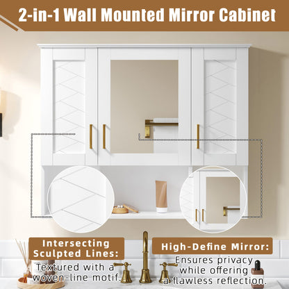 Modern Wall Mounted Medicine Cabinet With Adjustable Shelves, Soft Close Doors, High Define Mirror
