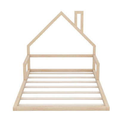 Elegant Floor Bed With House Shaped Headboard