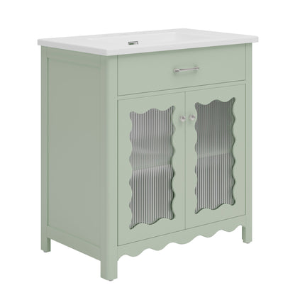 Modern Bathroom Vanity With Tempered Glass Doors