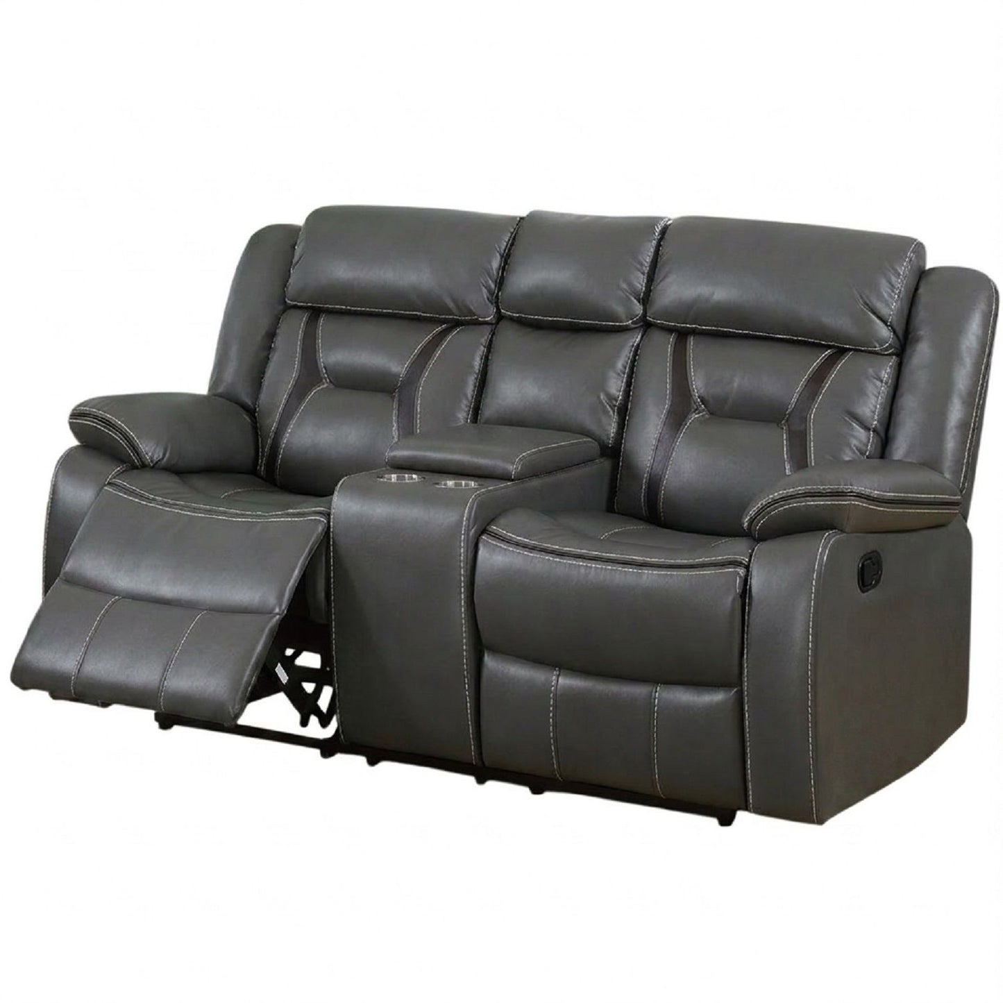 Modern Reclining Loveseat With Console, Cup Holders, Storage