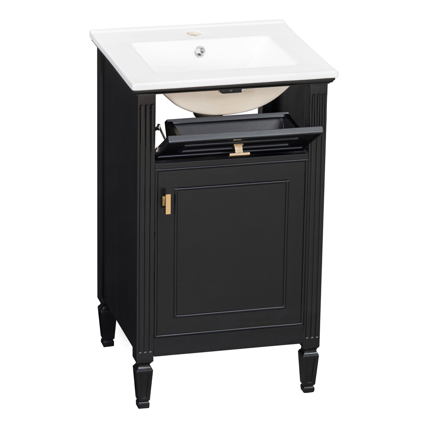 Bathroom Vanity With Sink, Adjustable Shelf, Tilt-Out Drawer