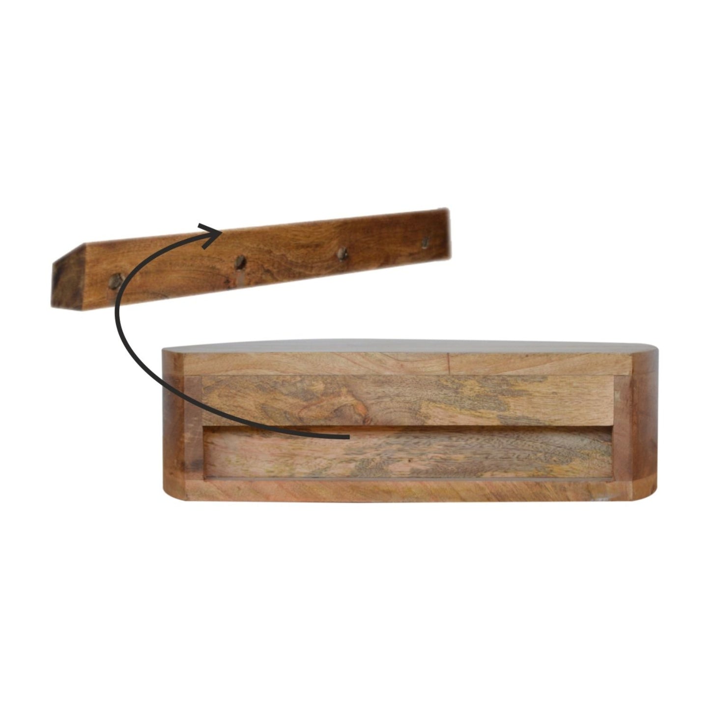 Wall Mounted Rounded Nightstand - Oak