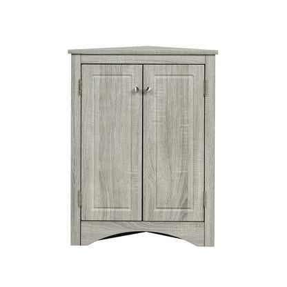 Triangle Bathroom Storage Cabinet With Adjustable Shelves, Freestanding Floor Cabinet - Oak