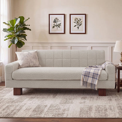 Modern Loveseat Sofa, 2 Seater With Square Arms For Living Room