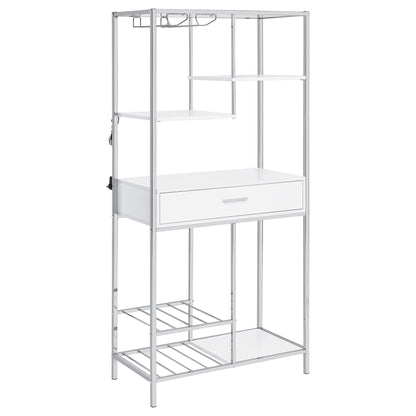 Draper - 5 Shelf LED Wine Cabinet With Pull Out Drawer - Gloss White