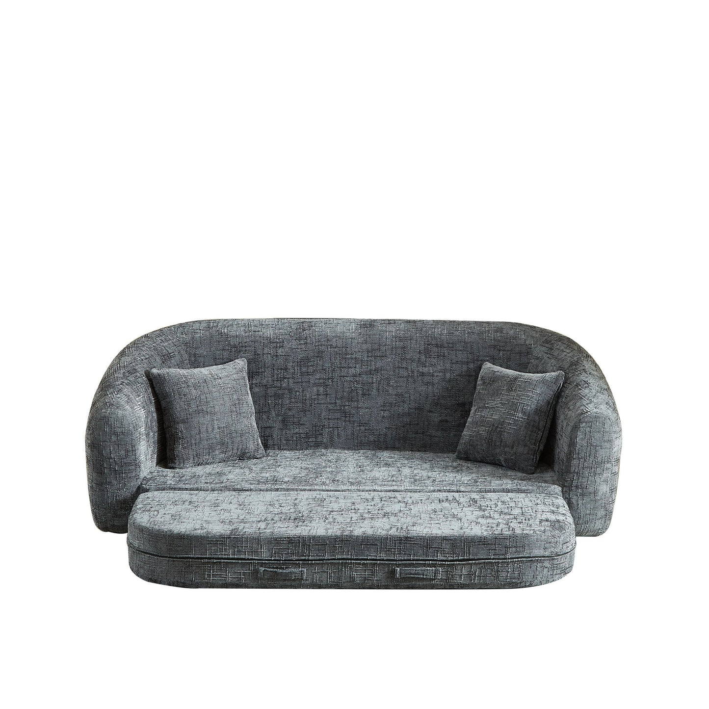 Curved Convertible Sofa, 2 In 1 Fold Out Bed With Pull Out Base And Deep Seat