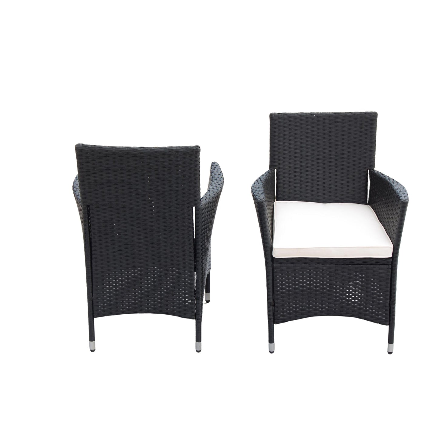 Outdoor Patio Wicker Dining Set With Acacia Wood Top