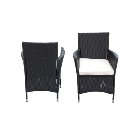 Outdoor Patio Wicker Dining Set With Acacia Wood Top