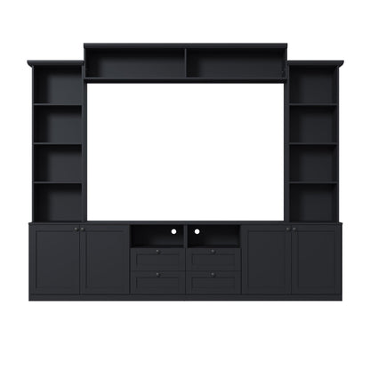 Farmhouse Elegant Entertainment Center Wall Unit With 4 Drawers