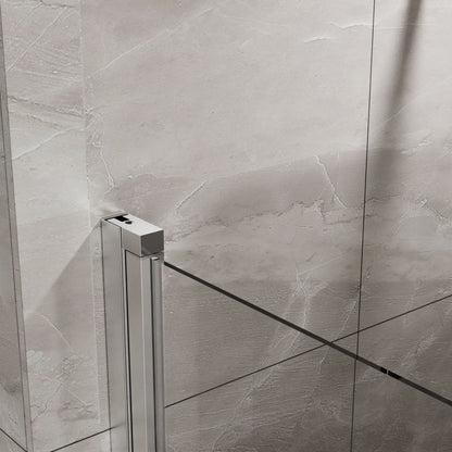 Pivot Shower Door, Tempered Glass, Semi Frameless