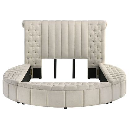 Santiago - Upholstered Round Storage Bed With Built In Charging Ports