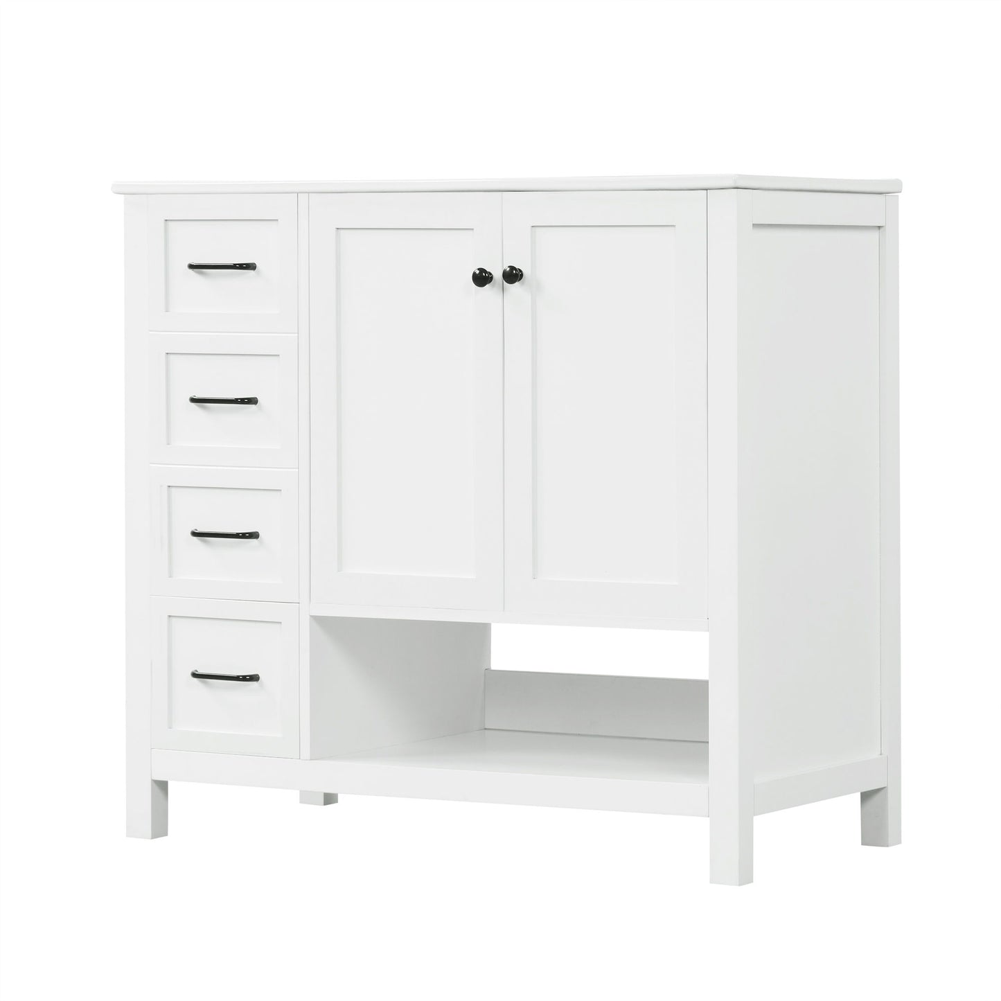 Bathroom Vanity With Sink Top, Bathroom Vanity Cabinet With 2 Doors And 2 Drawers, Open Shelf