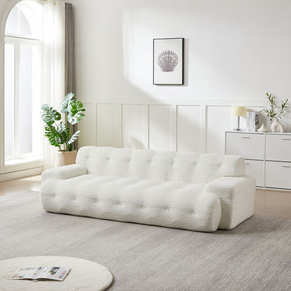 Cloud Series Minimalist Button Tufted Square Arm 3 Seater Sofa