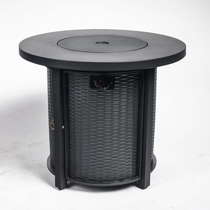 Propane Round 40000Btu Fire Pit Table - Black