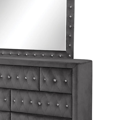 Sophia - Tufted Mirror - Gray