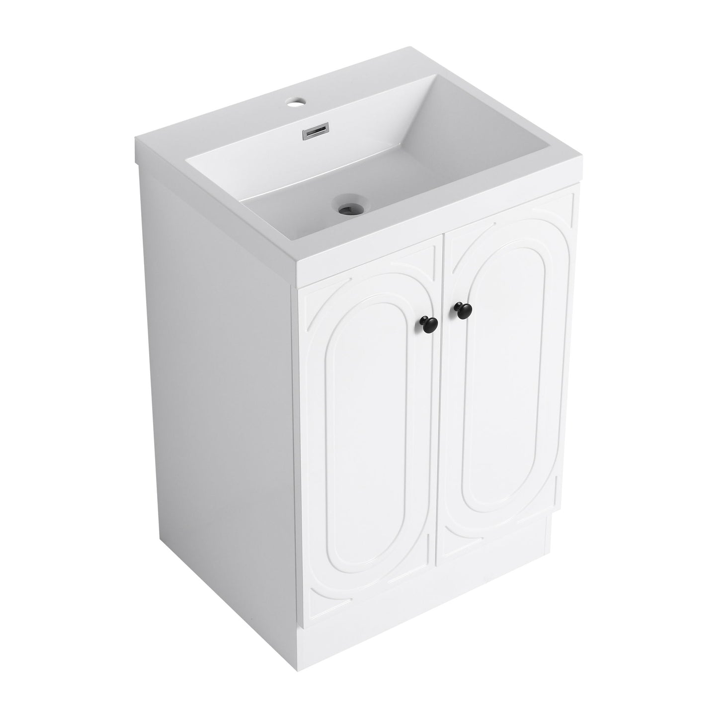 Contemporary Freestanding Bathroom Vanity With Resin Sink & Soft-Close Cabinet Doors