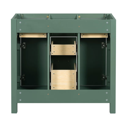 Freestanding Bathroom Vanity With 4 Drawers & 2 Cabinets - Green