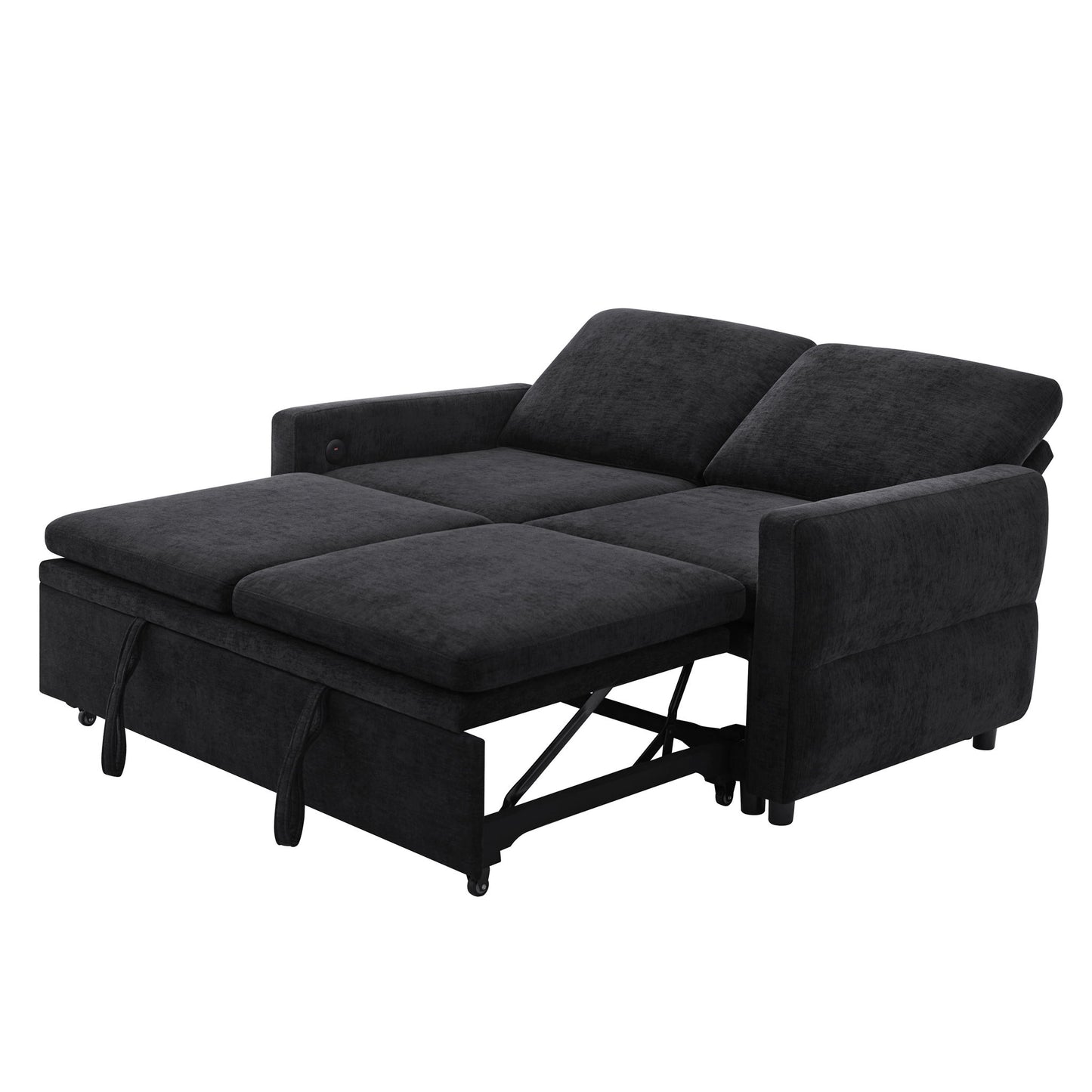 Convertible Sofa Bed Loveseat With Adjustable Backrest And USB Ports