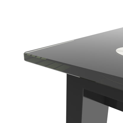Modern 5 Piece Dining Table Set With Glass Top And Chairs - Black