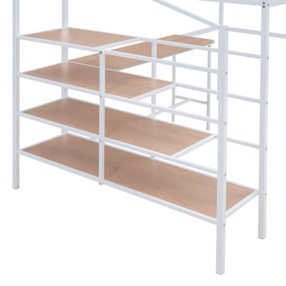Loft Bed With Desk And Lateral Storage Ladder