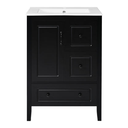 Retro Bathroom Vanity With Sink, Soft Closing Cabinet & Drawers