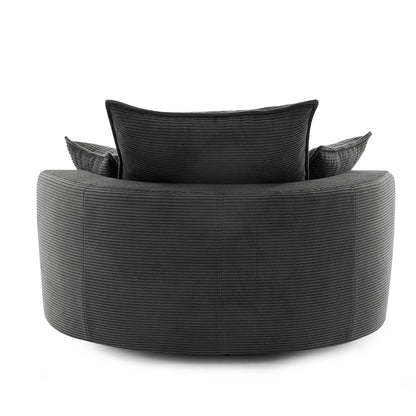 360° Swivel Accent Barrel Chair With Dual Layer Cushion And 3 Removable Pillows