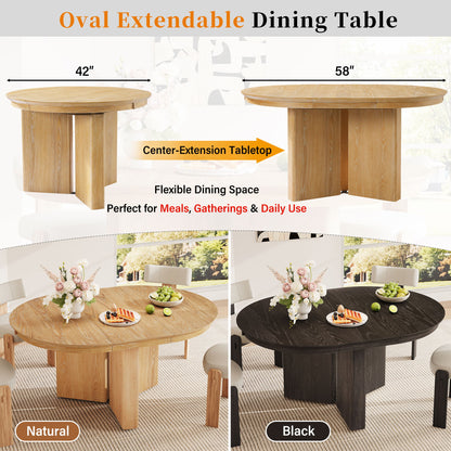 Farmhouse Oval Extendable Dining Table With Pedestal Base