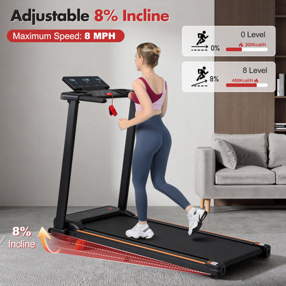 Treadmill With 8% Incline, Portable Treadmills For Home - Black