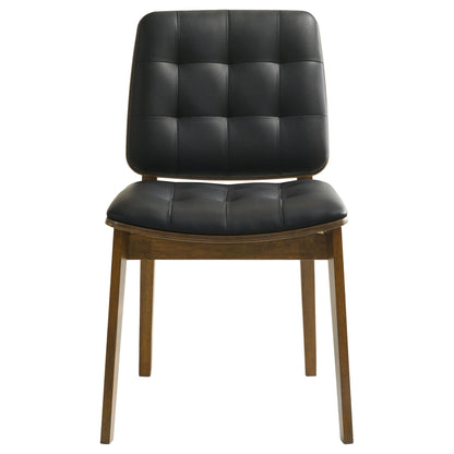 Tufted Back Dining Chairs With Tufted Upholstered Seats And Tapered Legs (Set of 2) - Black